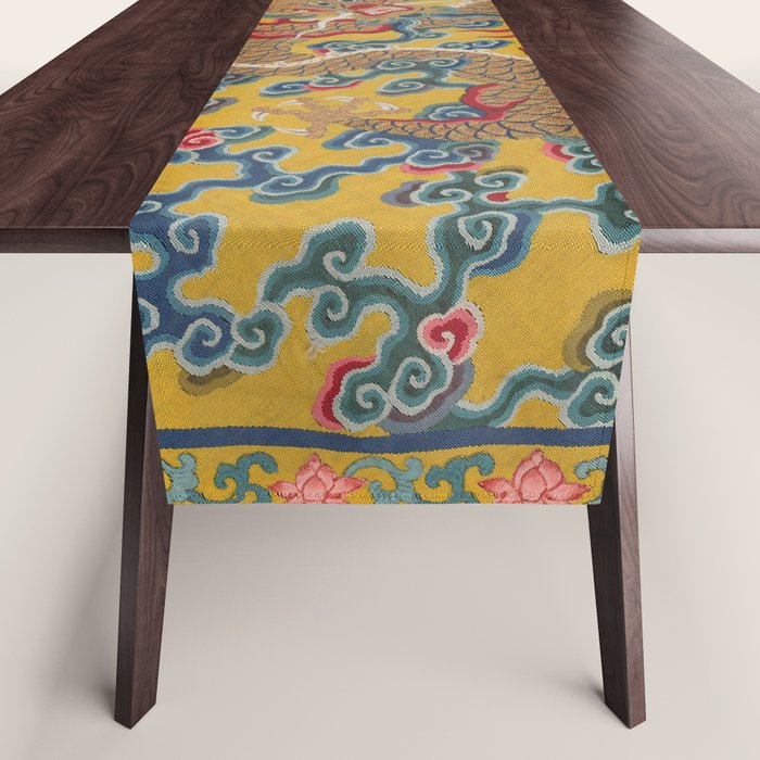Chinese Dragon Wrapper For The Tapestry Scroll Mingling Of Clear And Muddy Water At The Junction Of The Jing And Wei Rivers  Table Runner