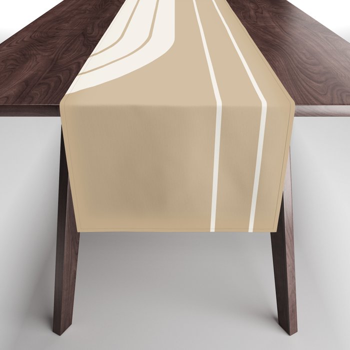 Two Tone Line Curvature Lxv Earthy Boho Modern Arch Abstract Table Runner