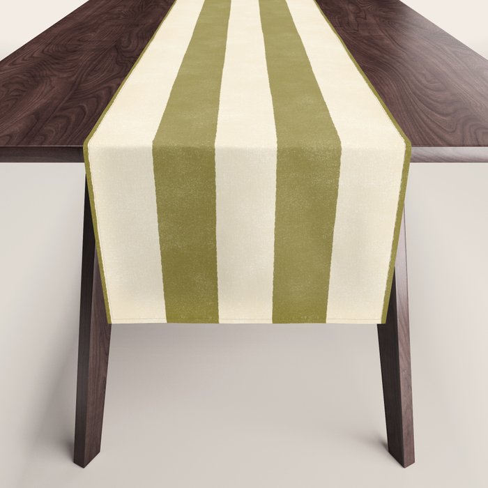 Cabana Stripe - Moss Green And Cream Table Runner