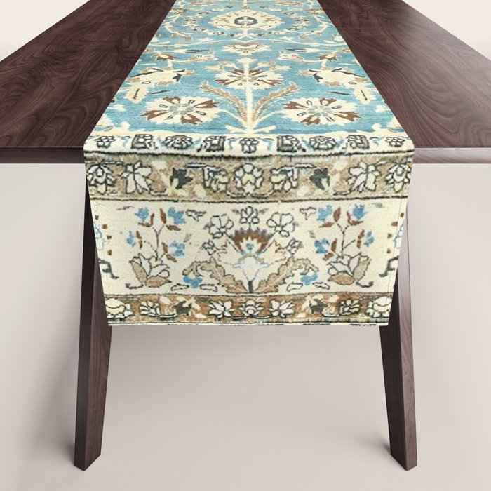 Antique Persian Rug Pastel Blue Cream Table Runner