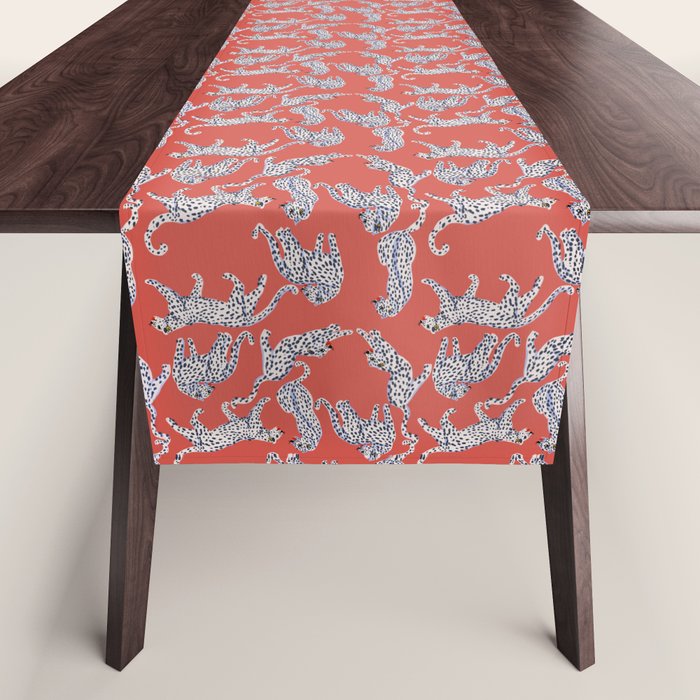 Fashionable White Leopards  Table Runner