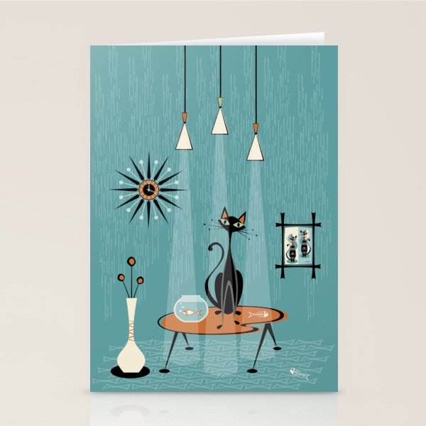 Mid Century Mishchief/ Cat Red Handed I Stationery Card