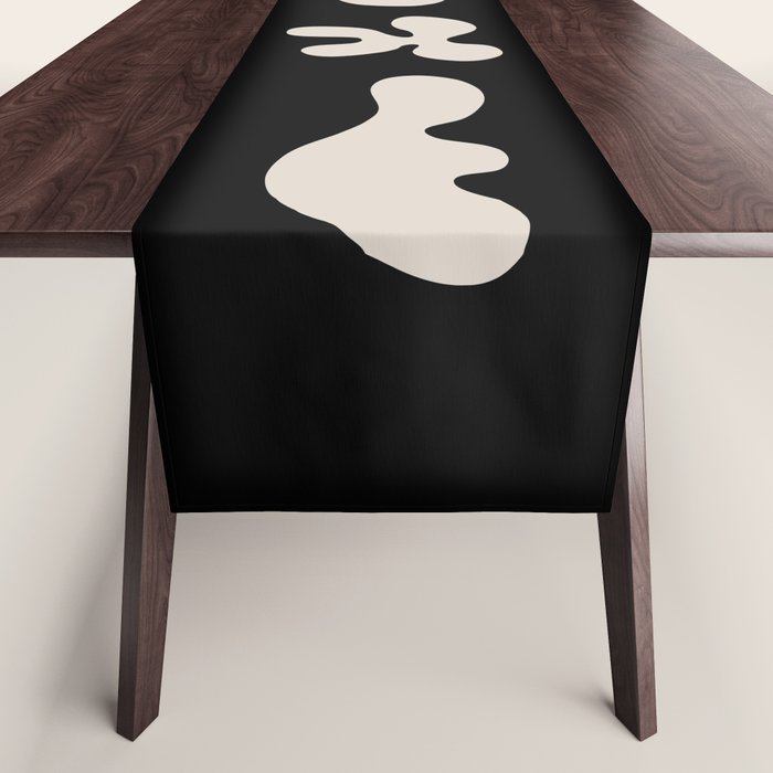 Mid Century Modern Organic Shapes 352 Black And Linen White Table Runner