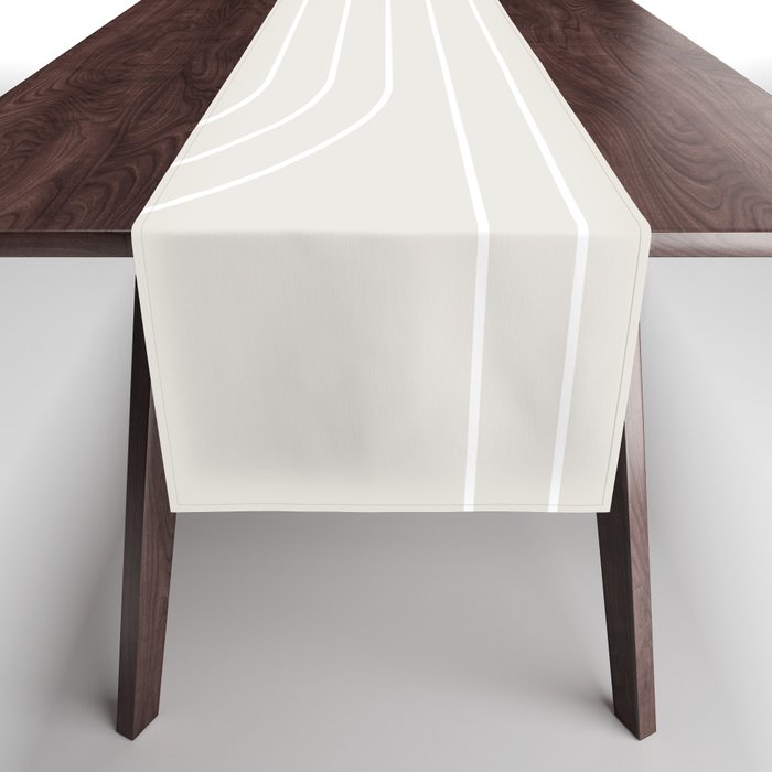 Minimal Line Curvature Xi Natural Off White Mid Century Modern Arch Abstract Table Runner