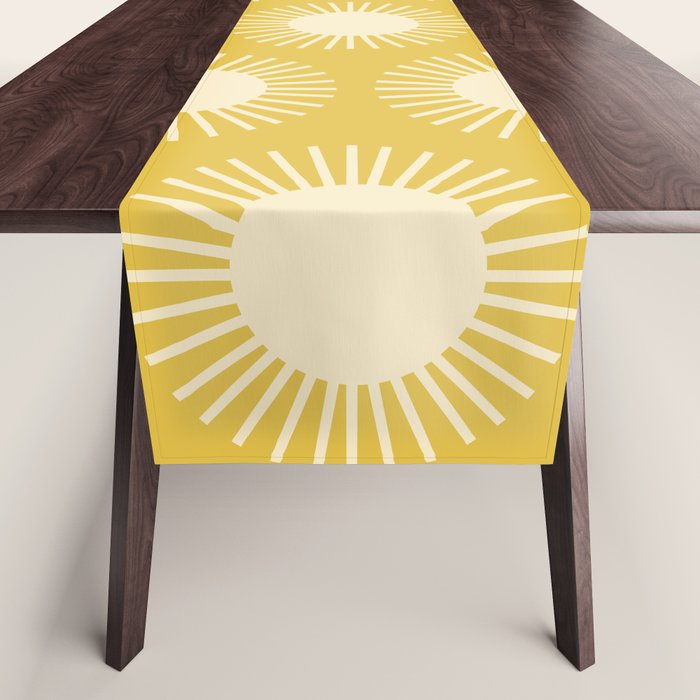 Boho Summer Sun Pattern Iv Bright Yellow Table Runner