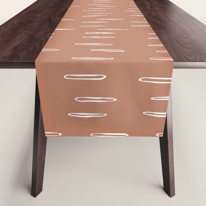 Boho Raindrops Abstract Pattern, Terracotta Table Runner