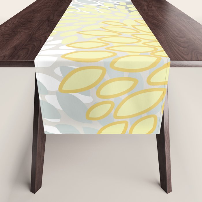 Floral Prints, Soft, Yellow And Gray, Modern Print Art Table Runner