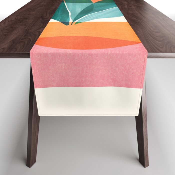 Nature Stack Teal And Orange Abstract Sunset Table Runner