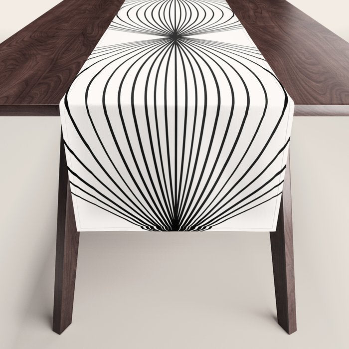 Geometric Orb Shapes - Black And White Table Runner