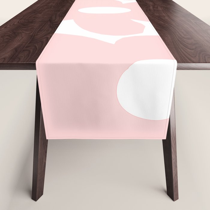 Large Baby Pink Retro Flowers On White Background #Decor #Homestorie #Buyart Table Runner