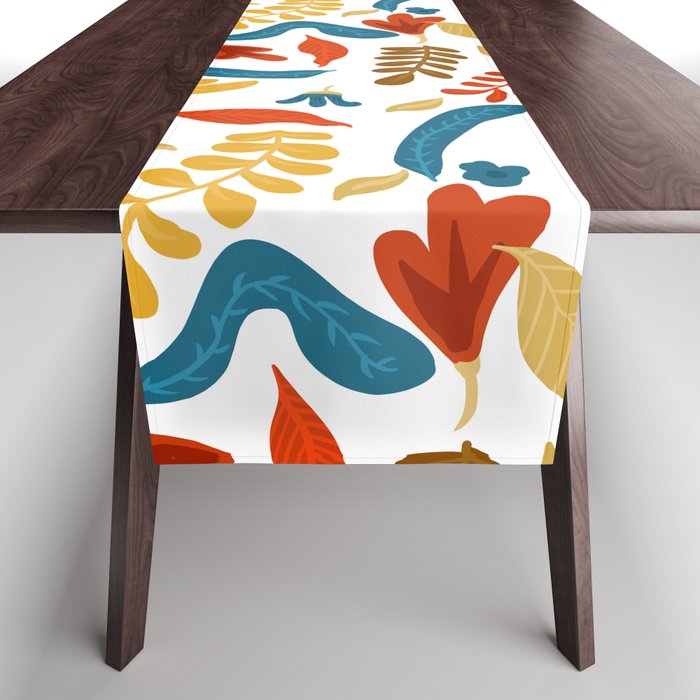Echo Of Innocence | Botanical Nature Eclectic Plants | Vintage Floral Rustic Spring Garden Blossom Table Runner
