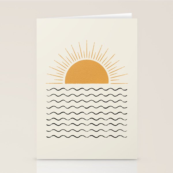 Sunrise Ocean -  Mid Century Modern Style Stationery Card