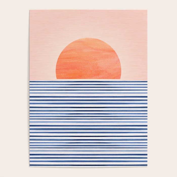 Summer Sunrise Minimal Abstract Landscape Poster