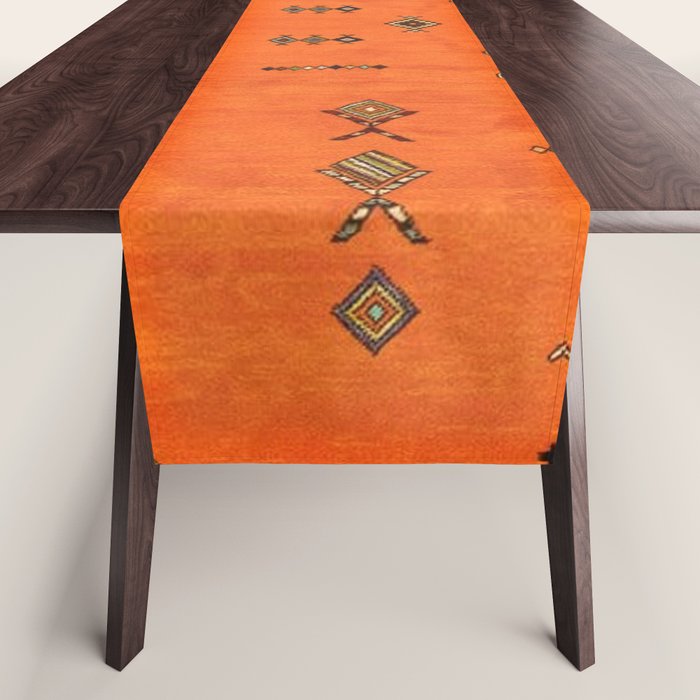 Oriental Traditional Moroccan Berber Rug Artwork Table Runner