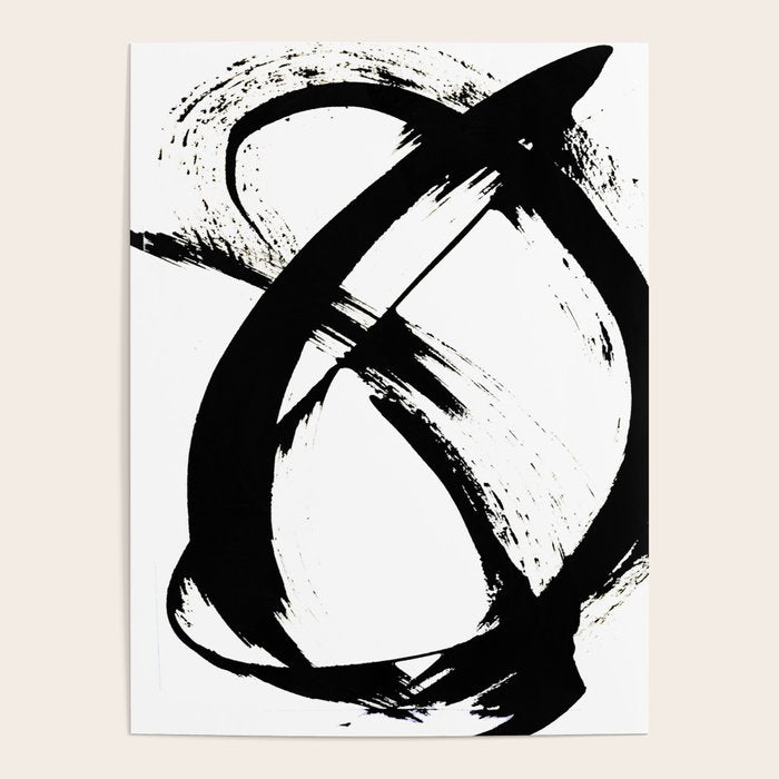 Brushstroke 7: A Minimal, Abstract, Black And White Piece Poster