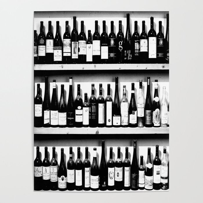 Wine Bottles In Black And White #Decor #Homestorie #Buyart Poster