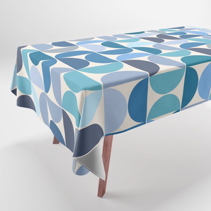 Mid Century Modern Pattern Blue Tablecloth