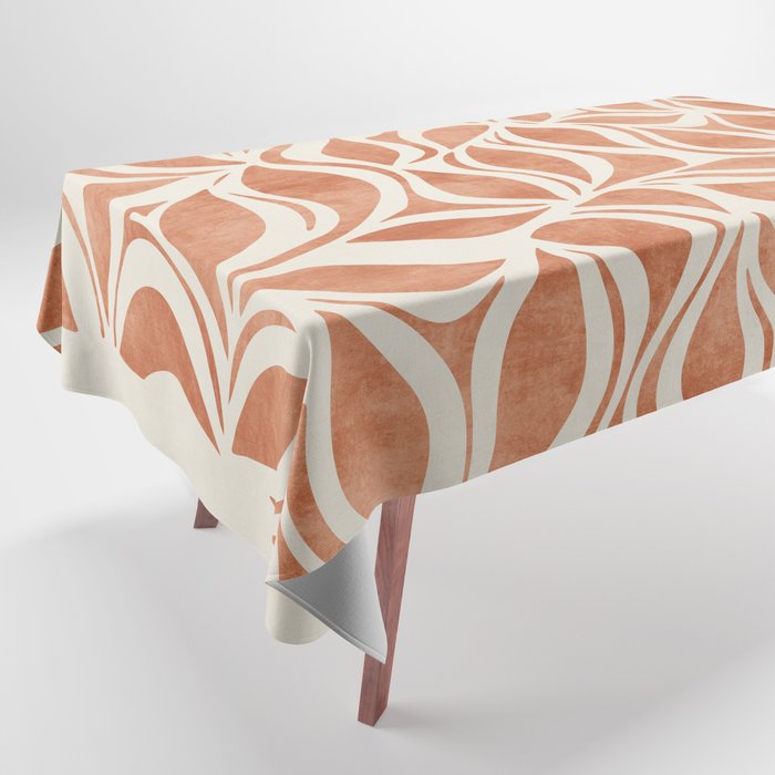 Terracotta Abstract Leaves Artwork Tablecloth