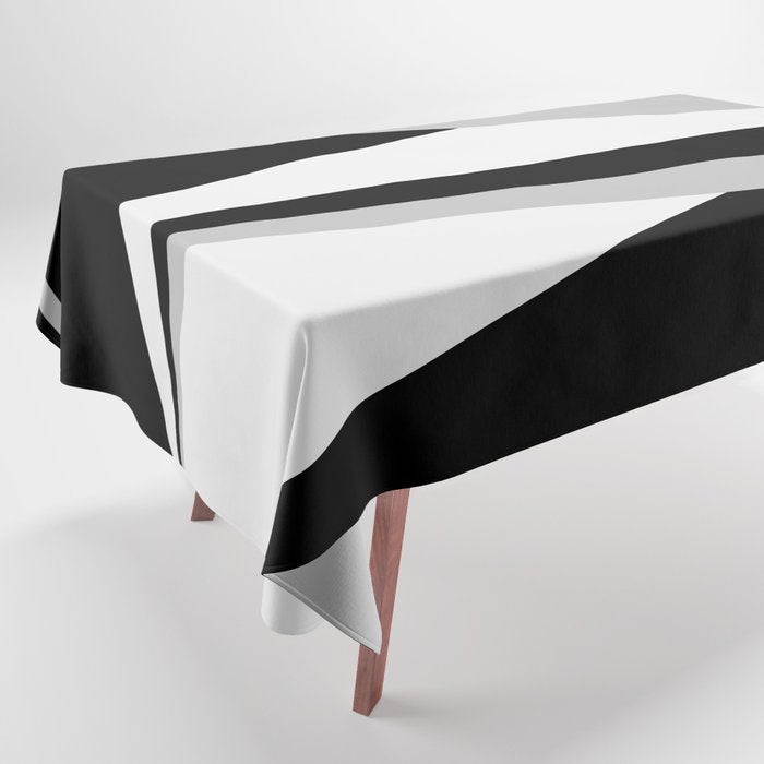 Geometric Triangles Vi Black And White Tablecloth