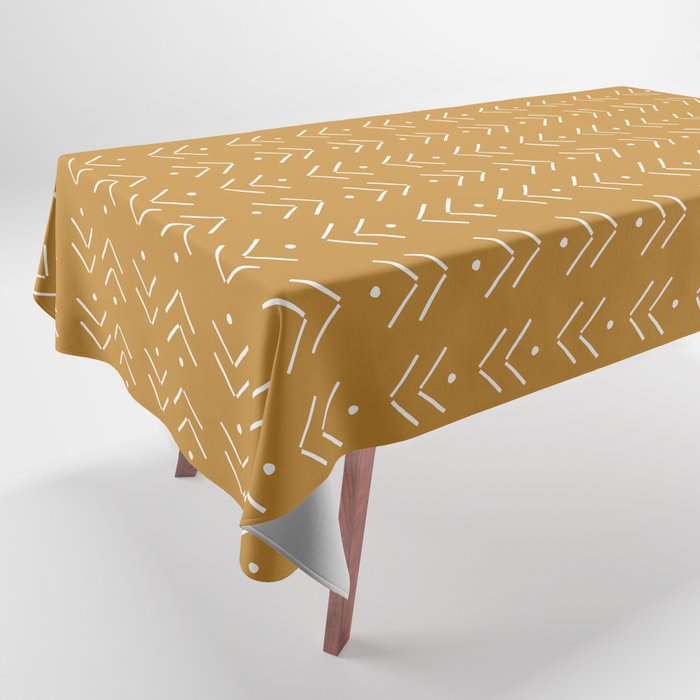 Arrow Lines Pattern Design 10 In Mustard Yellow Tablecloth