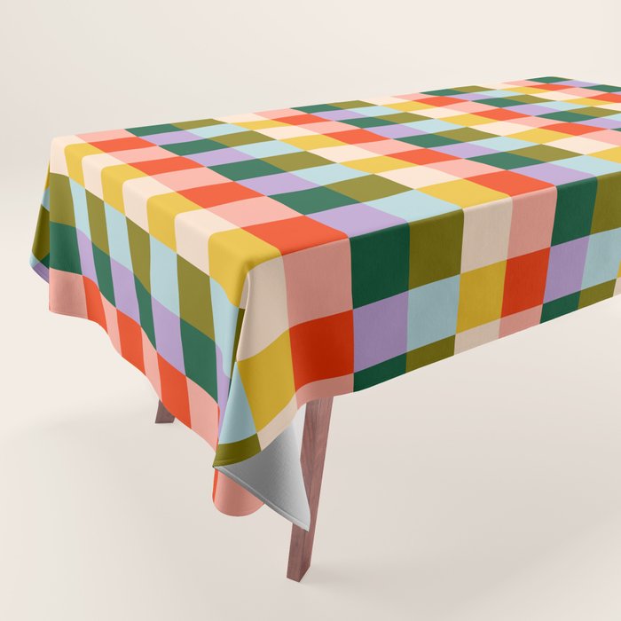 Checkered Rainbow Retro Vibe  Tablecloth