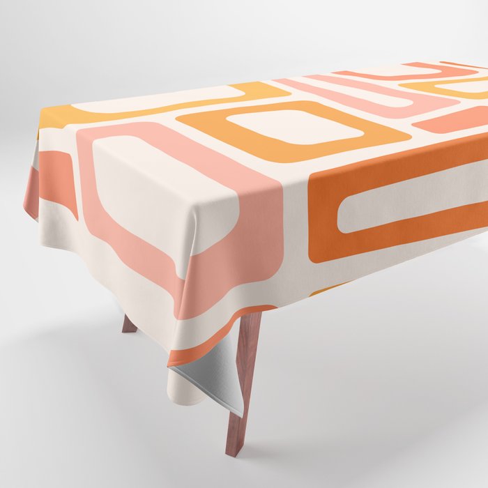 Mellow Mid Mod In Pink And Orange Tablecloth