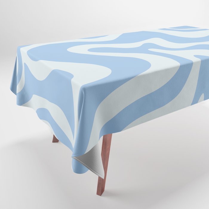 Retro Liquid Swirl Abstract Pattern In Powder Blue 2 Tablecloth
