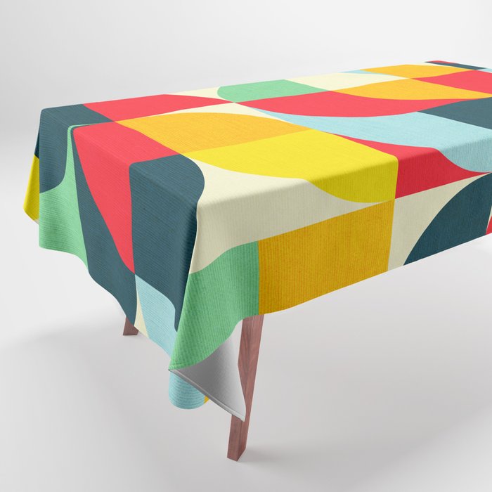 Mid Century Bauhaus Geometric Pattern Tablecloth