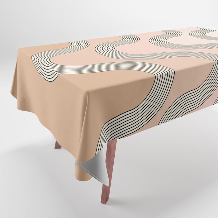 Mid Century Waves - Blush Pink Tablecloth