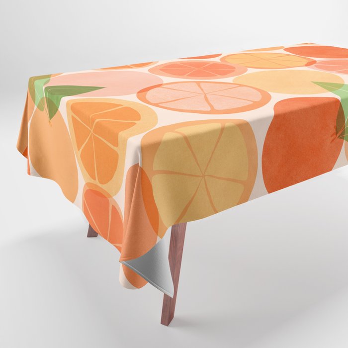 Sunny Oranges Tropical Fruit Illustration Tablecloth