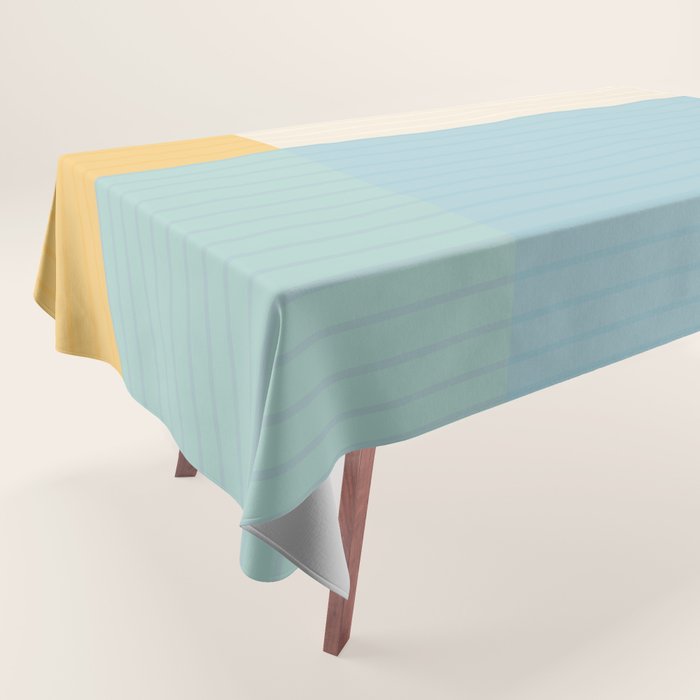 Color Block Line Abstract Iii Coastal Beachy Tablecloth