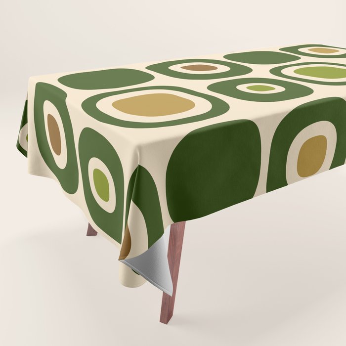 Mid Century Modern Modern Organic Shapes Pattern 321 Green Tablecloth