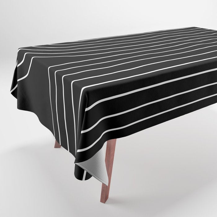 Minimal Line Curvature Ii Black And White Mid Century Modern Arch Abstract Tablecloth