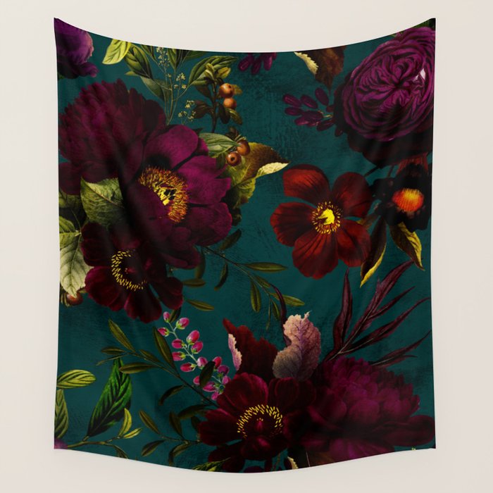 Before Midnight Vintage Flowers Garden Wall Tapestry