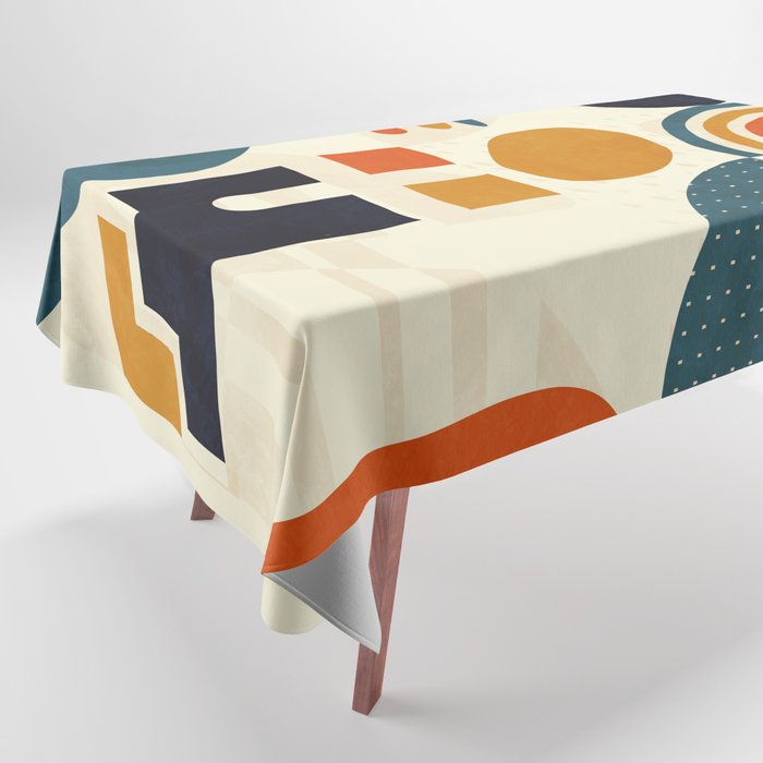Mid Century Shapes Geometric Abstract Color 3 Tablecloth