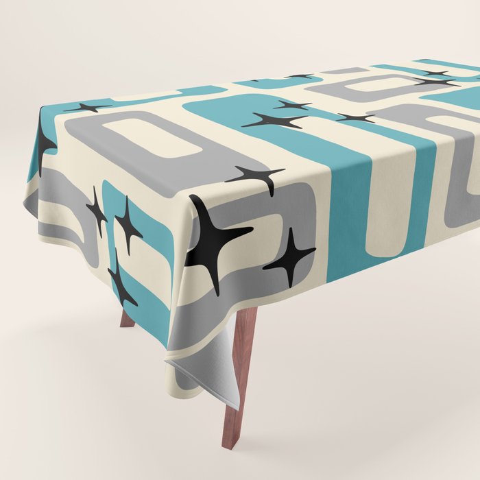 Mid Century Modern Decoration Kitsch 223 Blue And Gray Tablecloth
