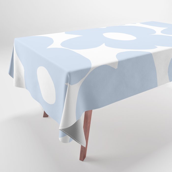 Large Baby Blue Retro Flowers White Background #Decor #Homestorie #Buyart Tablecloth