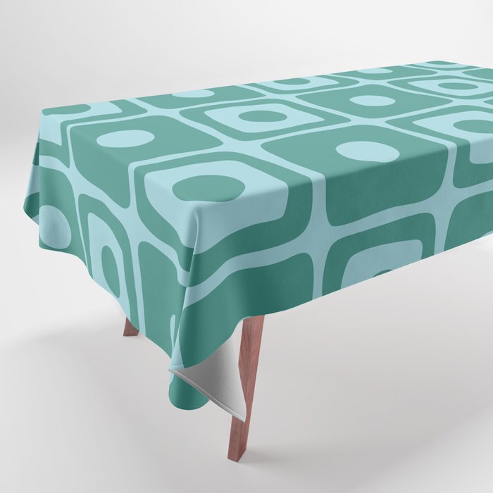 Mid Century Modern Square Dot Pattern 871 Teal And Blue Tablecloth