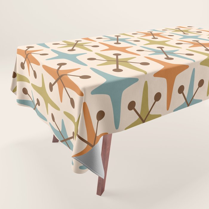 Mid Century Modern Googie Star Pattern Mid Mod Tablecloth