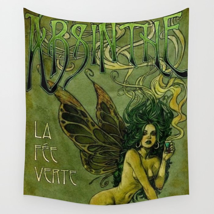 Vintage Parisian Green Fairy Absinthe Alcoholic Aperitif Advertisement Poster Wall Tapestry
