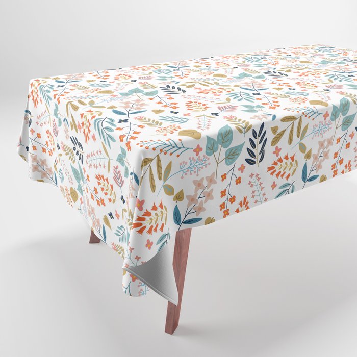 Botanical Harmony | Floral Vintage Plants Colorful Leaves | Autumn Spring Nature Bohemian Chic Tablecloth