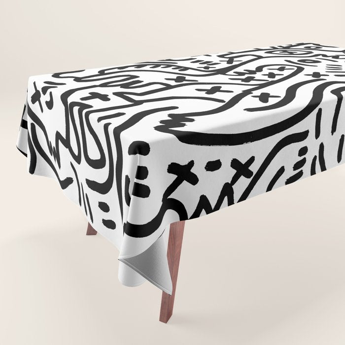 Graffiti Street Art Black And White Tablecloth