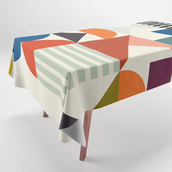 Mid Century Retro Shapes Geometric Tablecloth