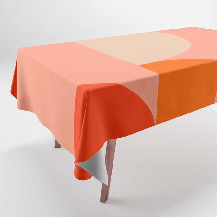 Geometry Shape Mid Century Organic Blush Curry Teal Tablecloth