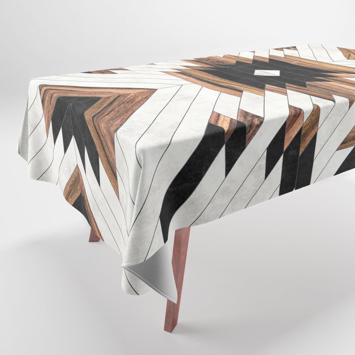 Urban Tribal Pattern No.5 - Aztec - Concrete And Wood Tablecloth