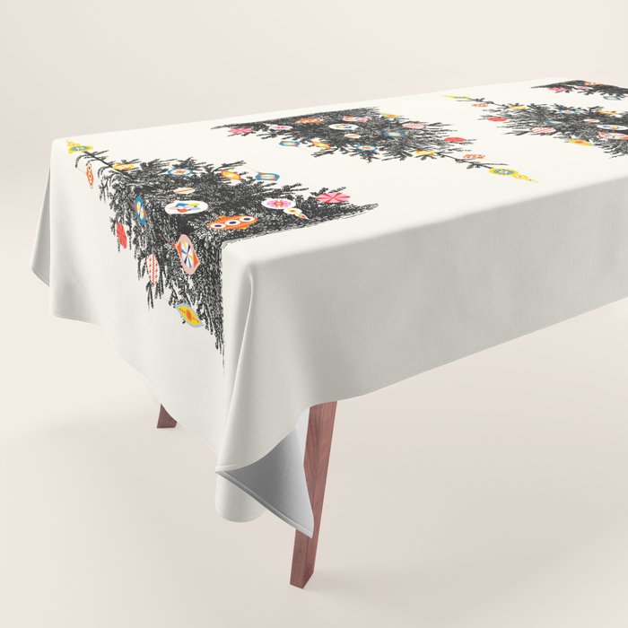 Retro Decorated Christmas Tree Tablecloth