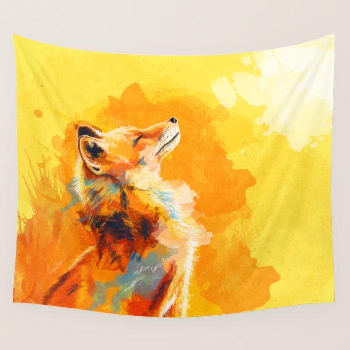 Blissful Light - Fox Portrait Wall Tapestry