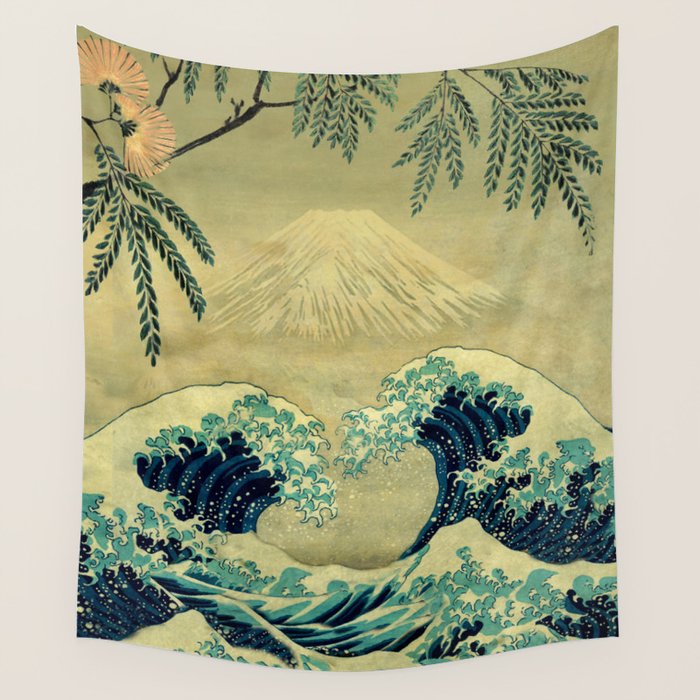 The Great Blue Embrace At Yama Wall Tapestry