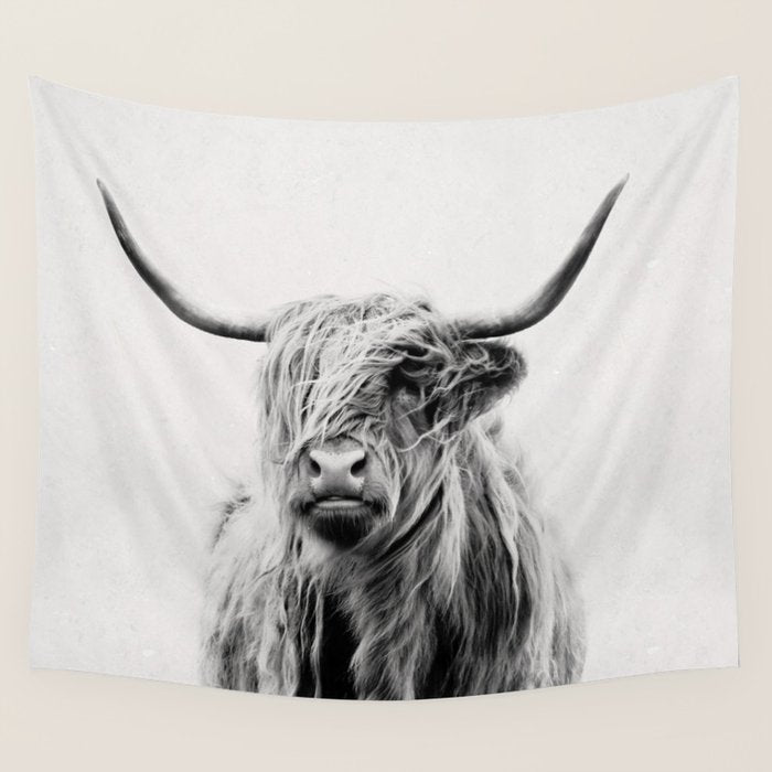 Portrait Of A Highland Cow Wall Tapestry
