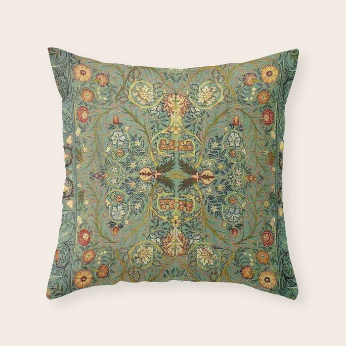William Morris Antique Acanthus Floral Throw Pillow